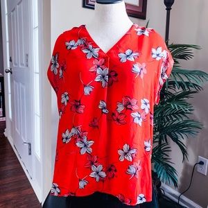 Banana Republic red floral blouse